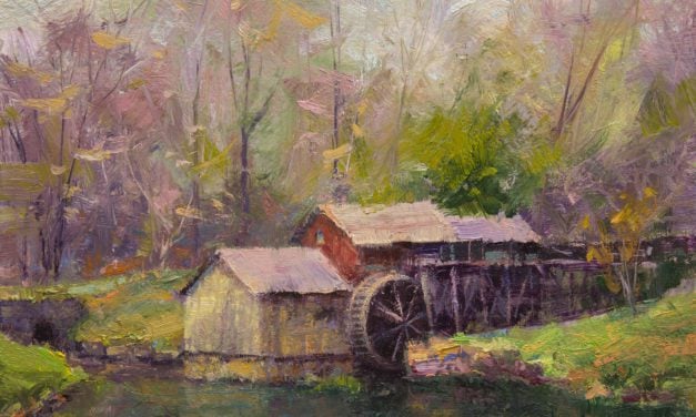 Oil Paint an Old Mill, Lake and Trees Alla Prima with Thick Paint Texture and Loose Brushstrokes