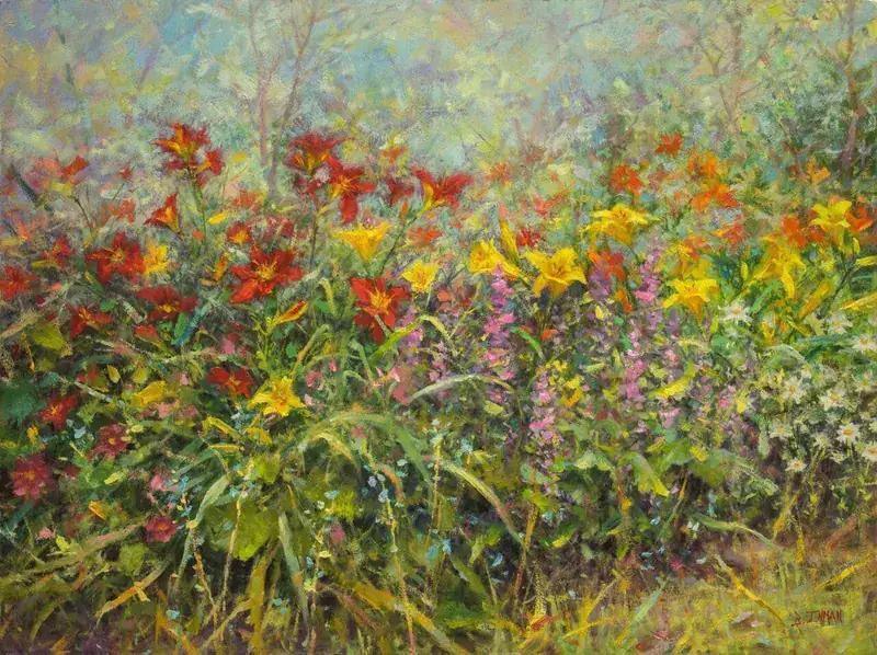 Where the Lilies Bloom, a floral oil painting by Bill Inman