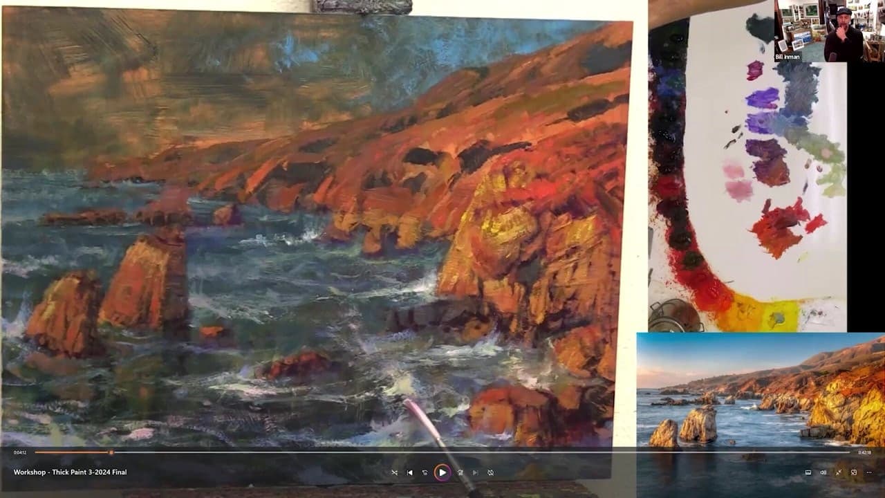 Coastal wave painting used for a continuous brush-loading case study