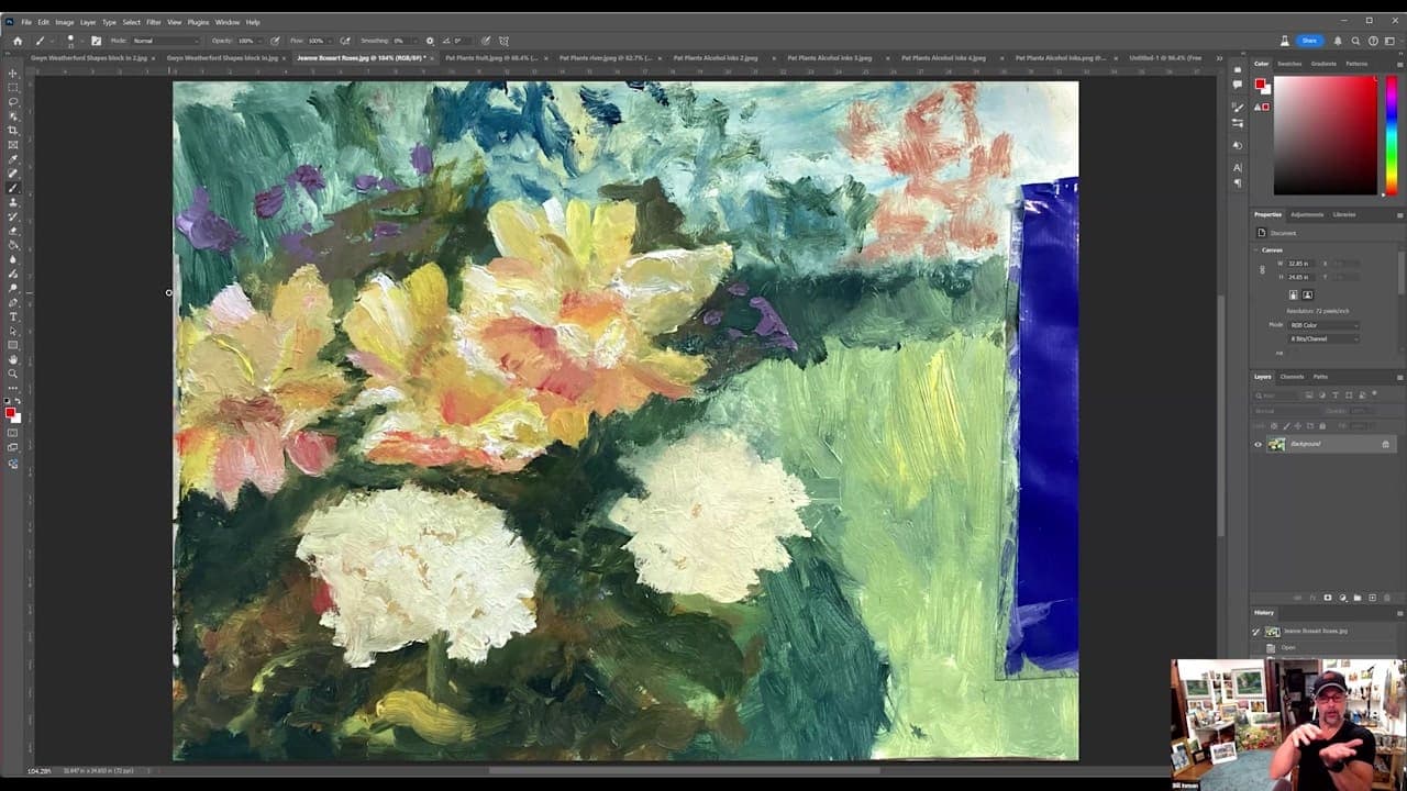 Four-inch square wet-on-wet brushwork practice demonstration